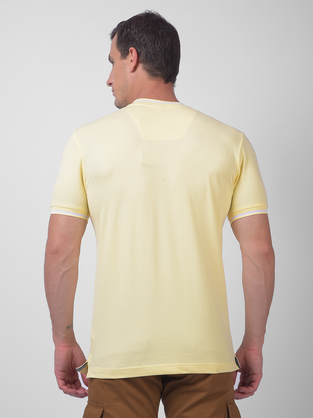 Numero Uno Men Yellow Henley Neck Regular Fit T-Shirt